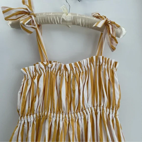 FAITHFUL THE BRAND | Gia Midi Dress | Yellow and White Stripe | Size 2 / XS - Picture 5 of 8